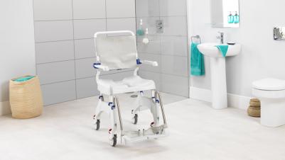 The Invacare Ocean Ergo Shower Chair in bathroom